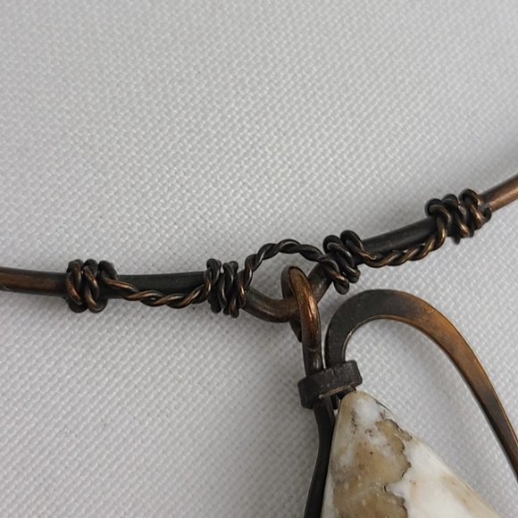 Bronze Natural Stone Choker Statement Necklace - Picture 5 of 9